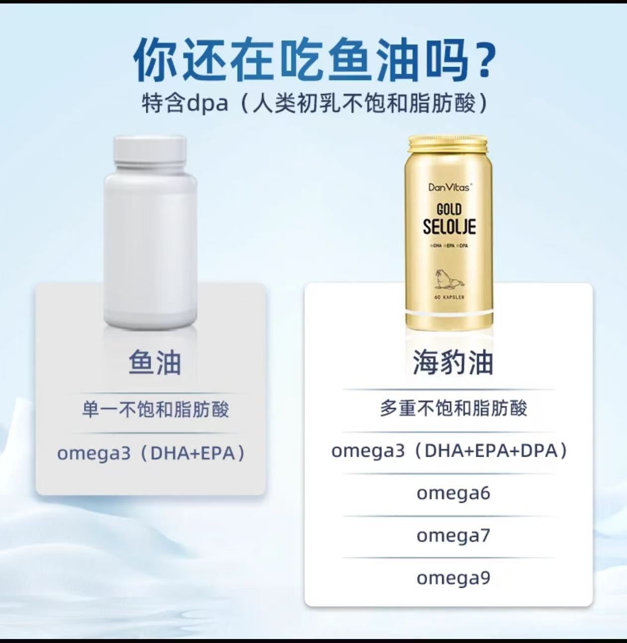 AAA 【老k专属】Dan Vitas丹维斯原装进口海豹油Omega-3胶囊 60粒/瓶