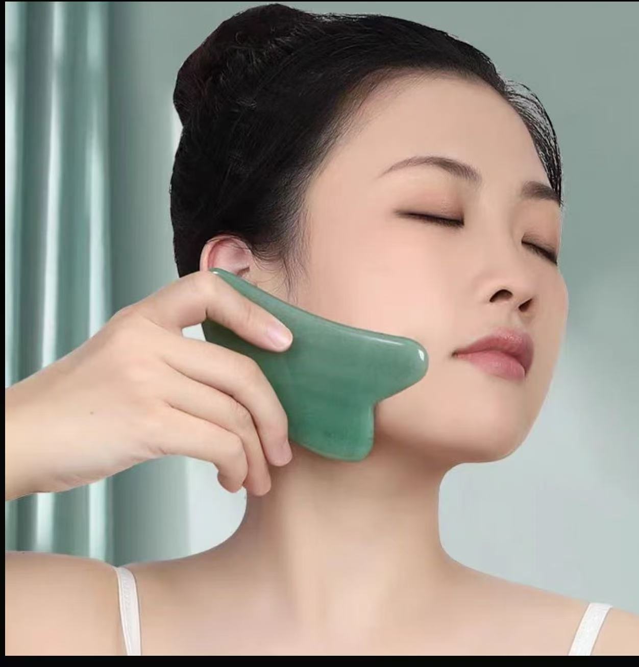 AAA    沙特肉姐同款天然东陵玉刮板脸部按摩+密罗木精华油2ml