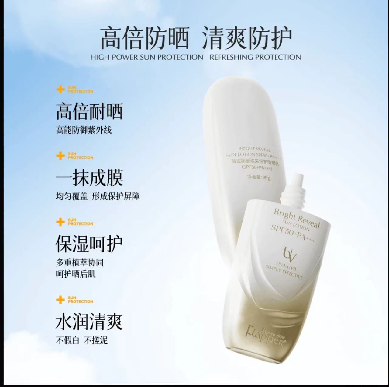 AAA    哈哈梅推荐FLAPPER翡拉帕丽小金盾焕采倍护防晒乳霜隔离紫外线室外官方正品